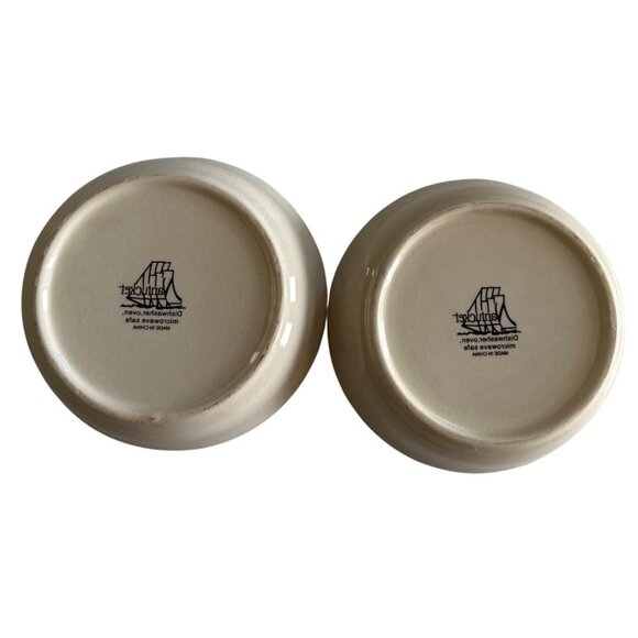 Nantucket "Friends" Cream Ceramic Bowls Set Of 2  Dishwasher Oven Microwave Safe - Picture 4 of 6